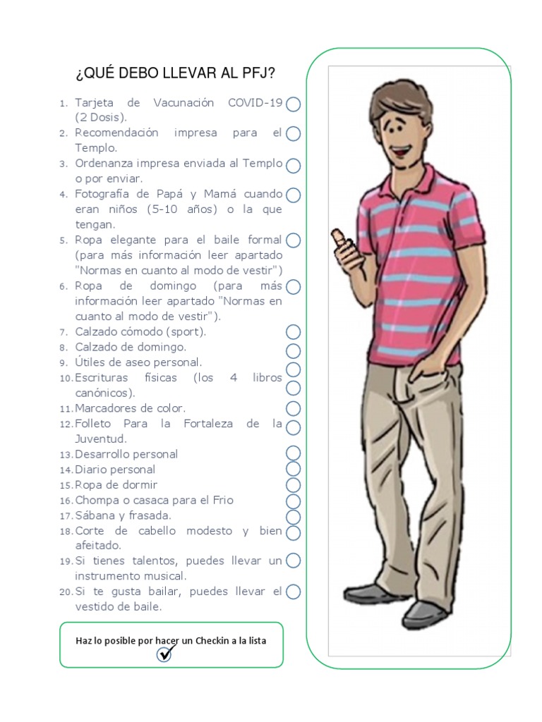 Qué llevar al PFJ 2025 | PDF | Salud y bienestar | Religión y ...