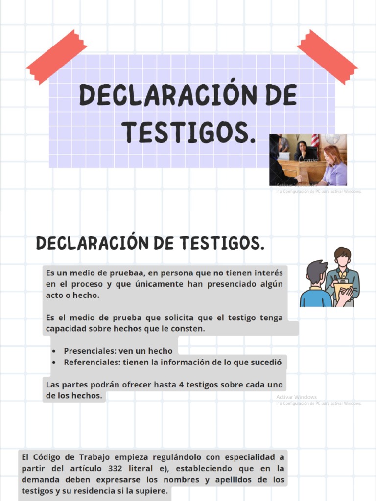 Presentación Declaración de Testigos | PDF