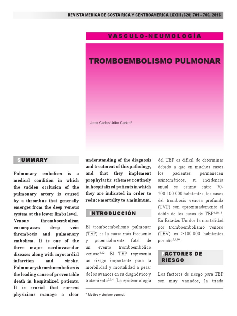 Articulo de Tep y Epoc | PDF | Enfermedad pulmonar obstructiva crónica ...