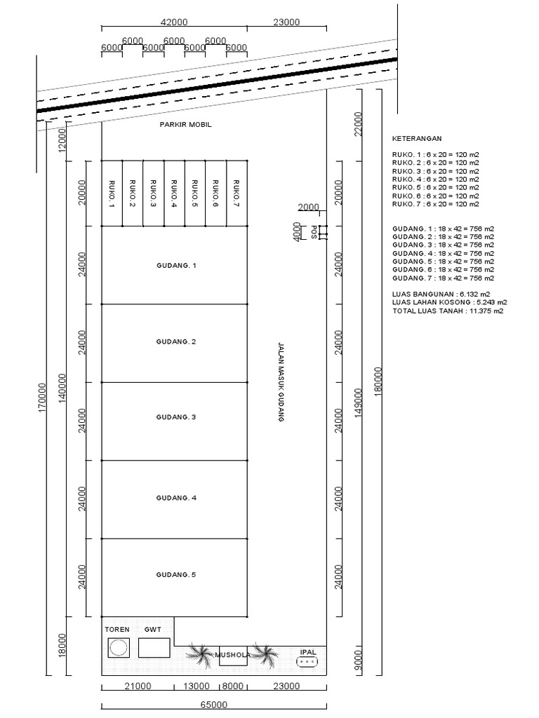 Sketsa Layout Ruko dan Gudang | PDF