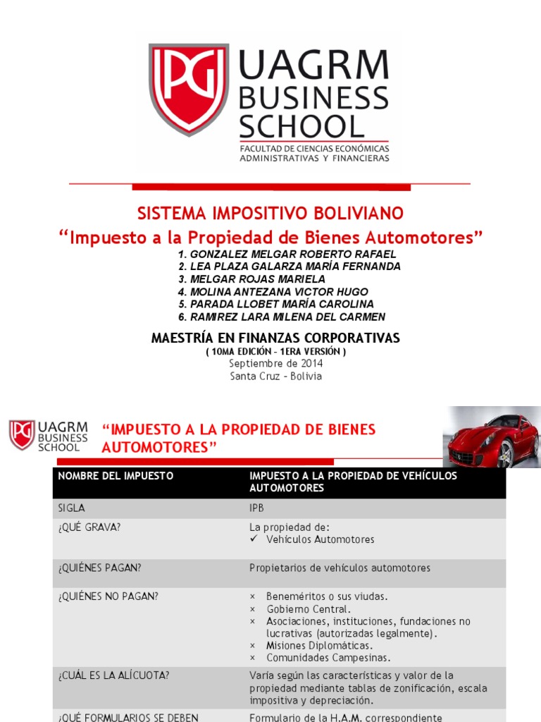Impuesto a la Propiedad de Vehículos en Bolivia | PDF | Impuestos ...