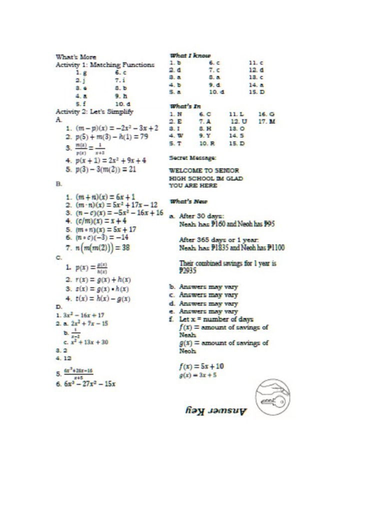 Mathematics Answer Key Part 3 PDF