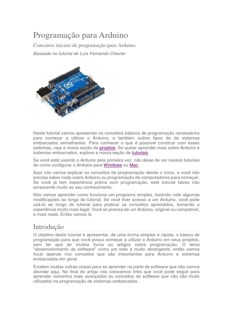 Programação para Arduino | PDF | Linguagem de programação | Arduino