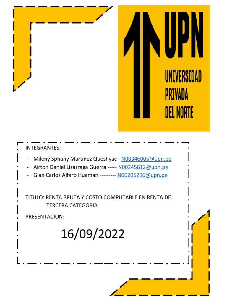 Renta Bruta y Costo Computable Tercera Categoría | PDF | Costo ...