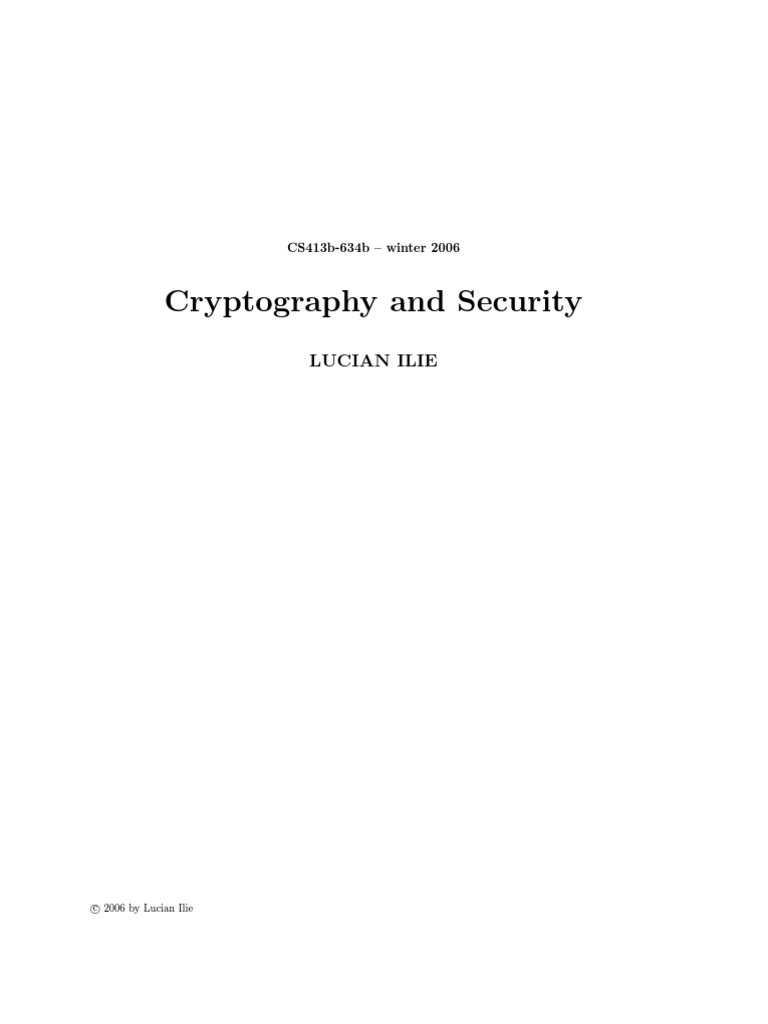 Cryptography And Security Pdf Cryptography Cipher