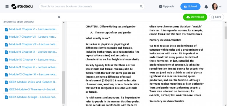 GEE2. Module 1 - Sex&Gender - Gender and Society - PangSU - StuDocu ...