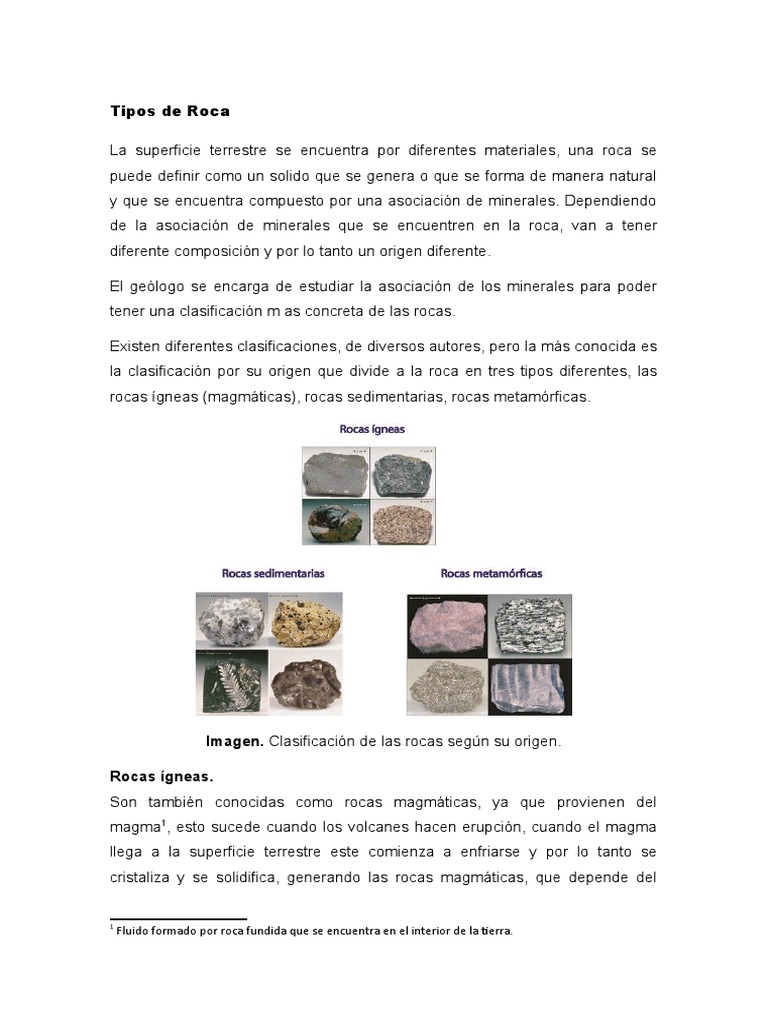 Clasificación de Tipos de Rocas | PDF | Roca (geología) | Roca ígnea
