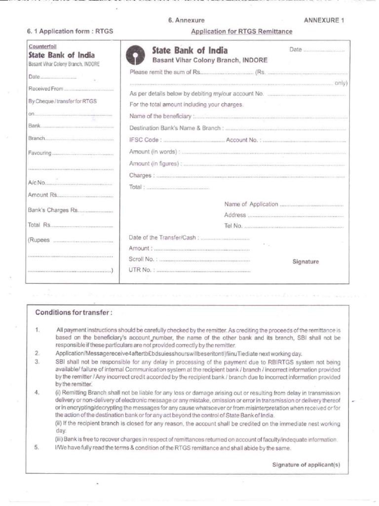 Sbi rtgs form pdf