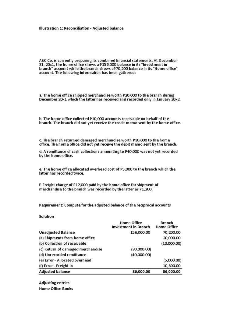 Adjusted Balance Reconciliation Guide | PDF