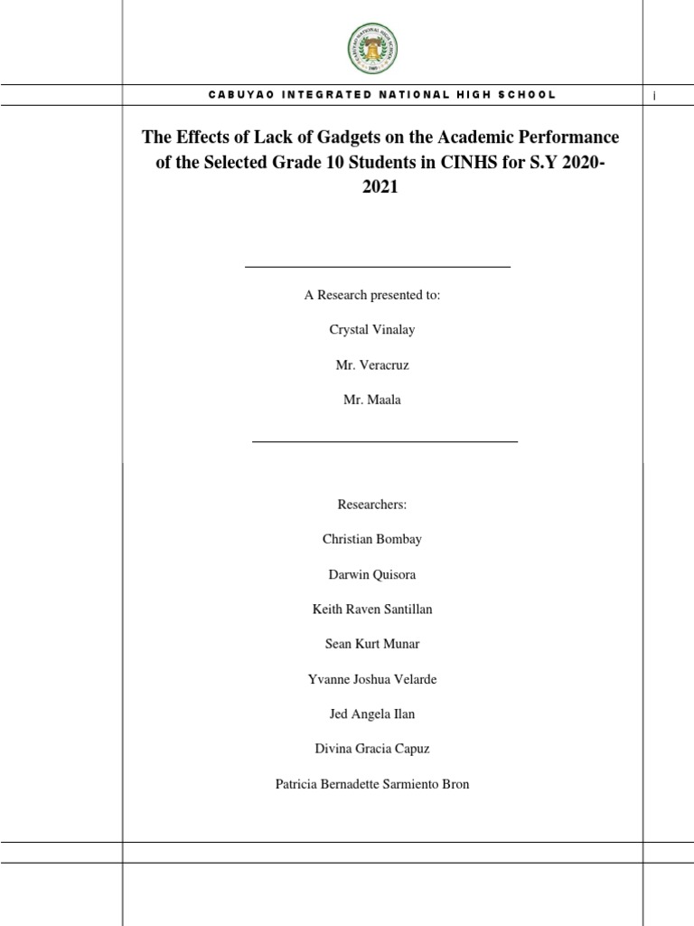 Impact of Gadget Shortage on Students | PDF | Educational Technology ...