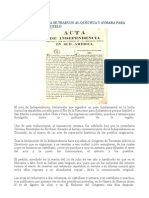 Acta in Depend en CIA Se Tradujo Al Quechua y Aymara para Divulgarla en El Pueblo