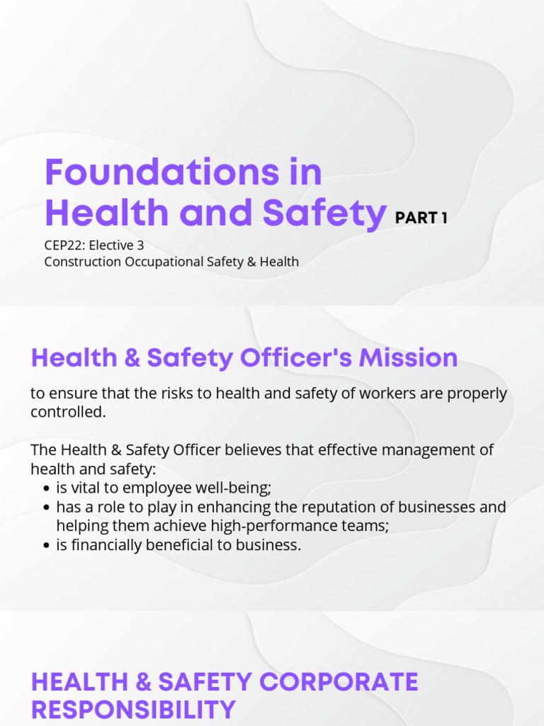 Foundations in Health and Safety Download Free PDF Occupational