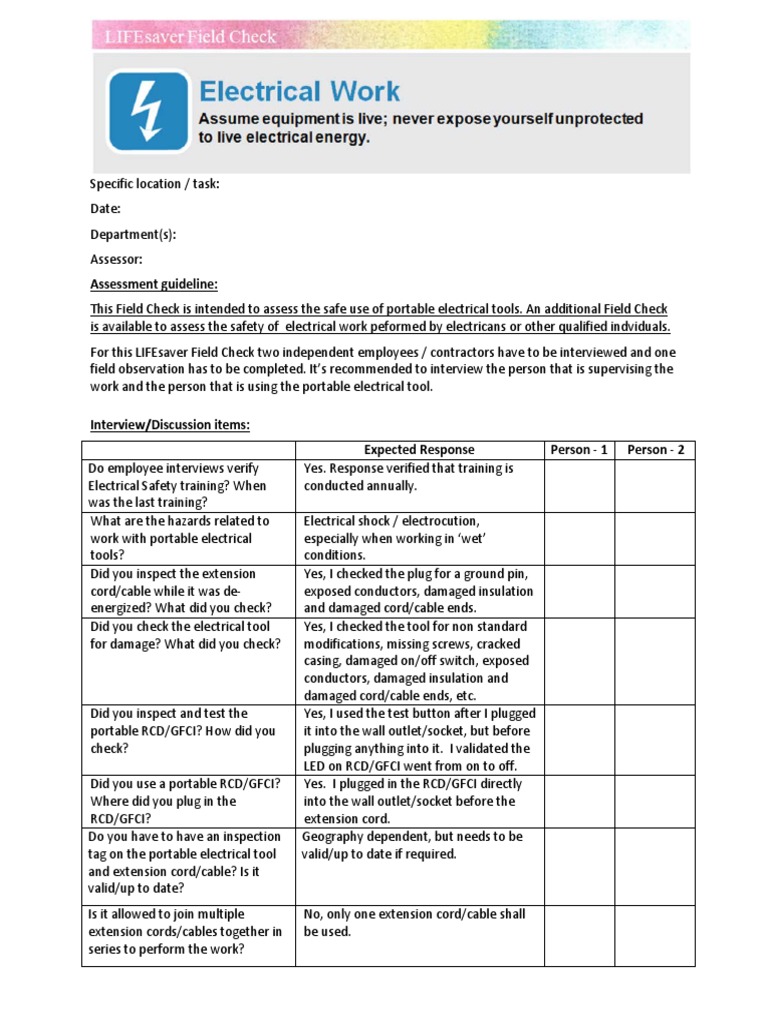 07 LIFEsaver Field Check Electrical WorkPortable Electrical Tools