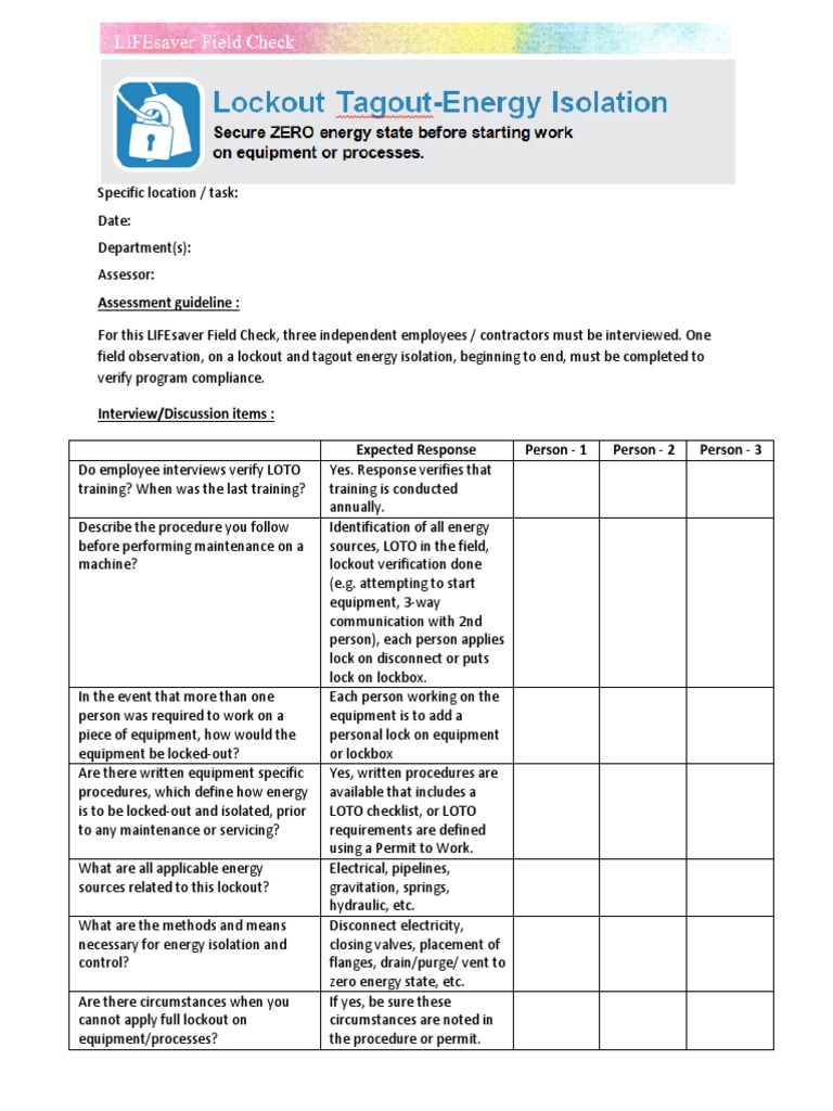 05 LIFEsaver Field Check Lockout TagoutEnergy Isolation PDF