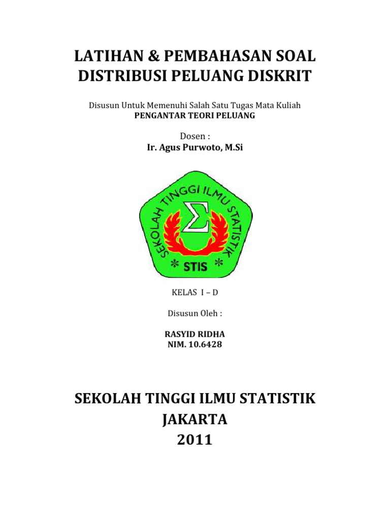 Soal Dan Pembahasan Distribusi Probabilitas Diskrit Peluang