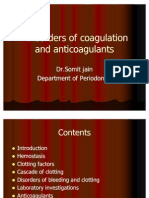 Hemostasis, Clotting Disorder and Anticoagulants