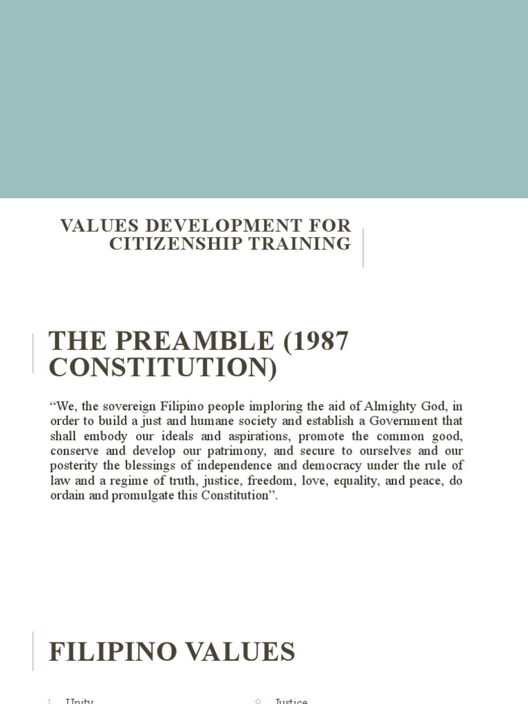 Values Development For Citizenship Training Pdf Philippines Happiness