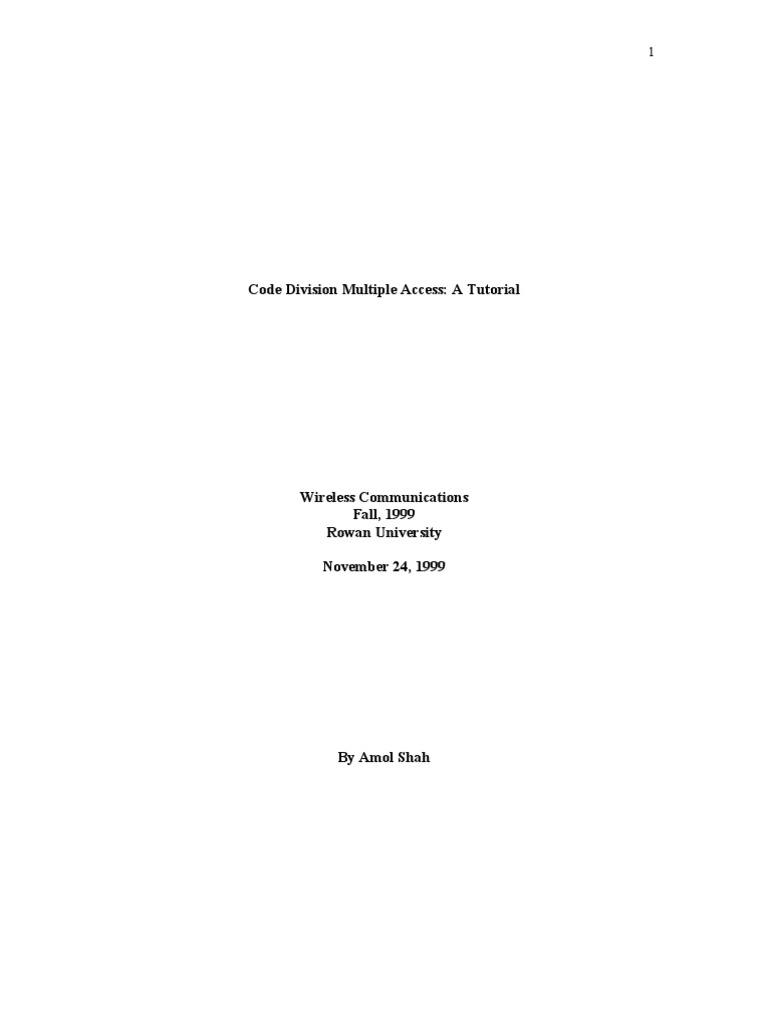 CDMA Tutorial: Spread Spectrum Basics | PDF | Cellular Network ...