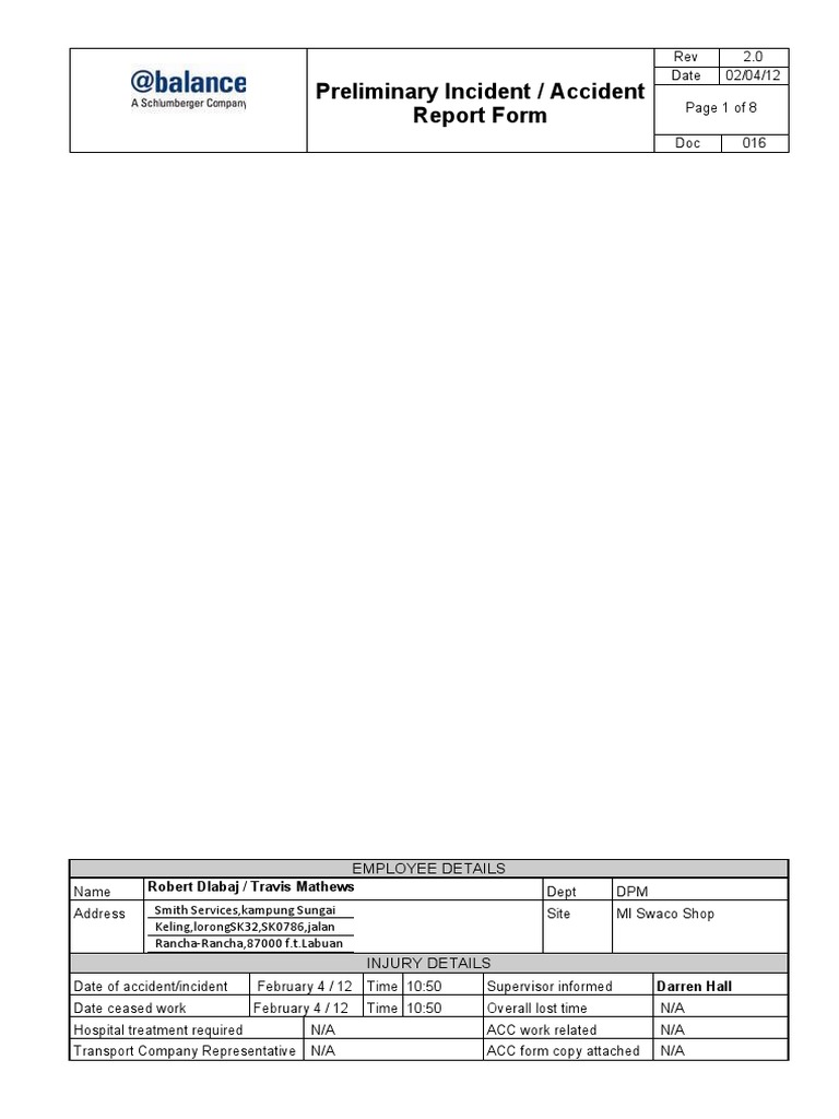 Forklift Incident Report PDF Surgical Specialties Clinical Medicine