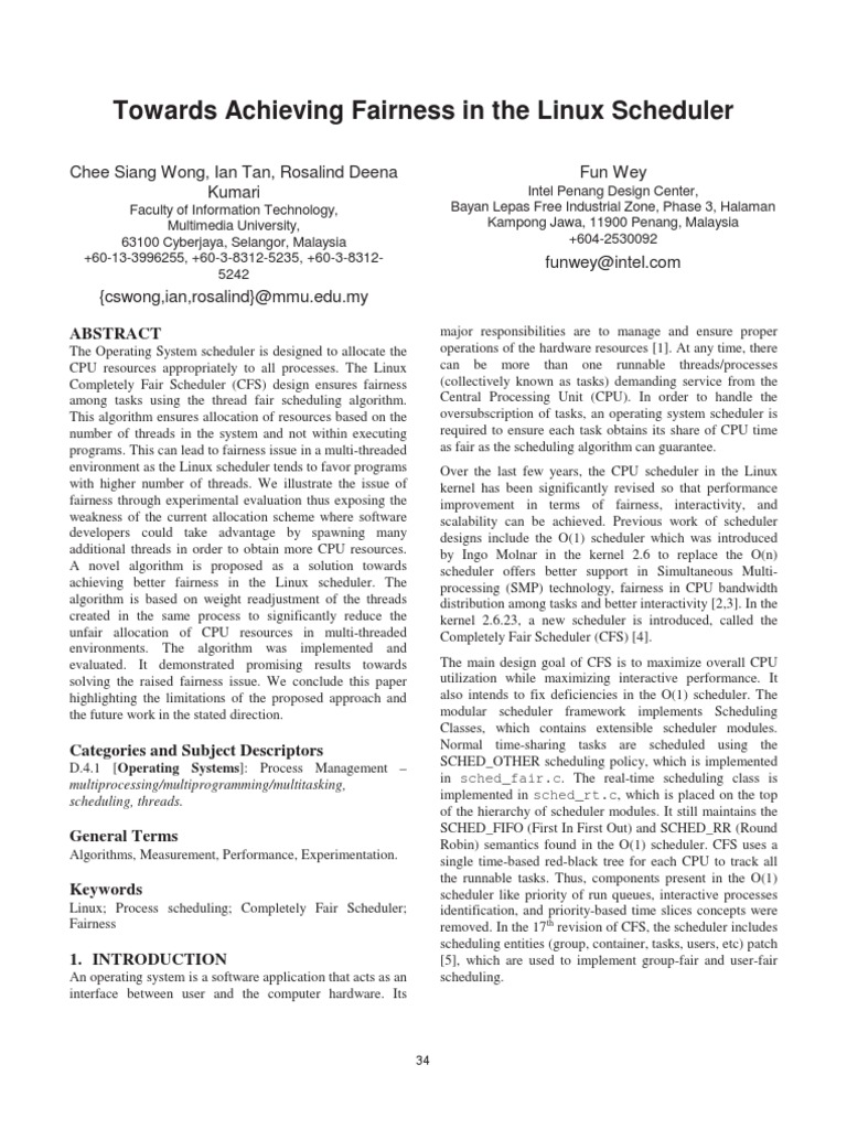 Improving Fairness in Linux Scheduler | PDF | Scheduling (Computing ...