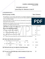 Sample Assessment Paper Grade IV 2022