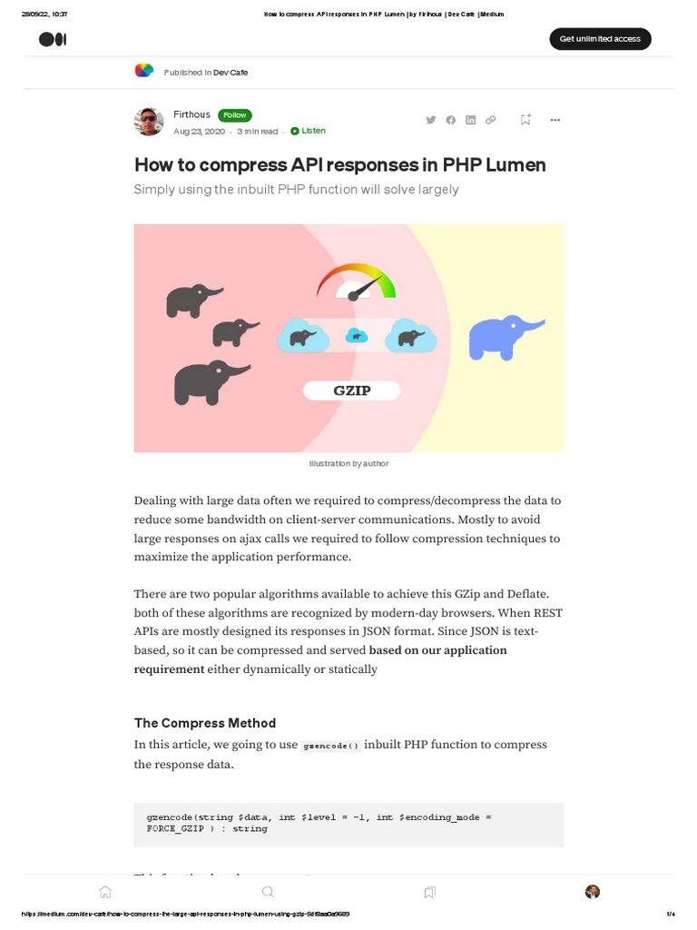 How To Compress API Responses in PHP Lumen by Firthous Dev Cafe