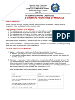 VERSION 2 HANDOUT Physical and Chemical Properties of Minerals On Earth