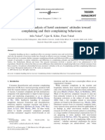 Cross-National Analysis of Hotel Customers' Attitudes Toward Complaining and Their Complaining Behaviours