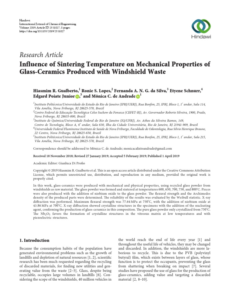 Glass Ceramics Produced With Windshield Waste PDF Sintering Glasses