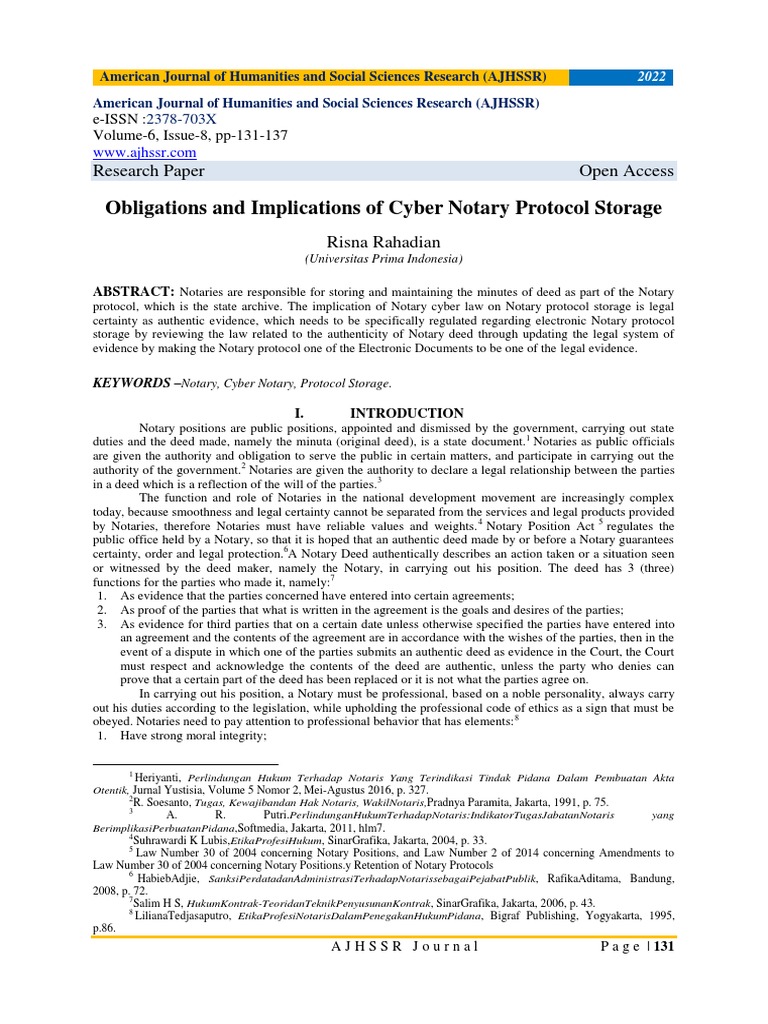 Obligations and Implications of Cyber Notary Protocol Storage | PDF ...