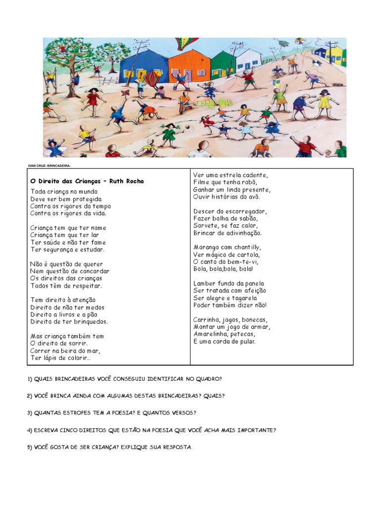Direitos das Crianças em Poema de Ruth Rocha | PDF