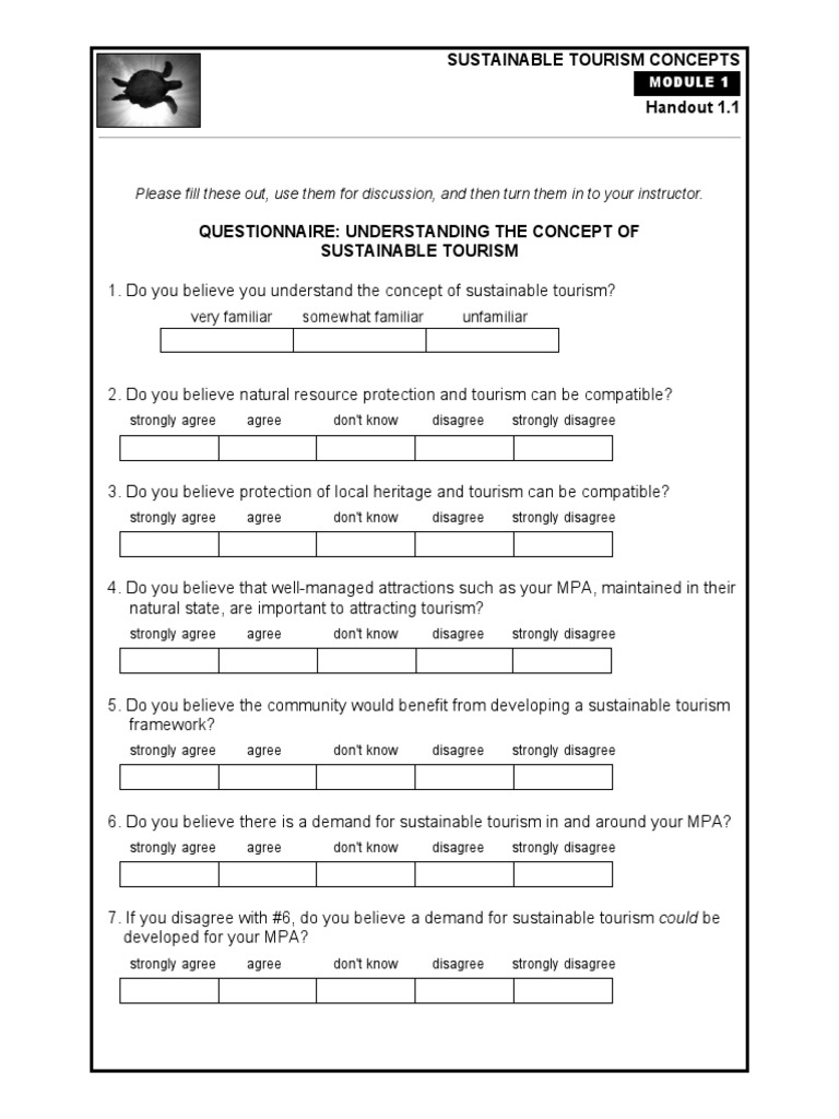 Questionnaire PDF Water Pollution Tourism