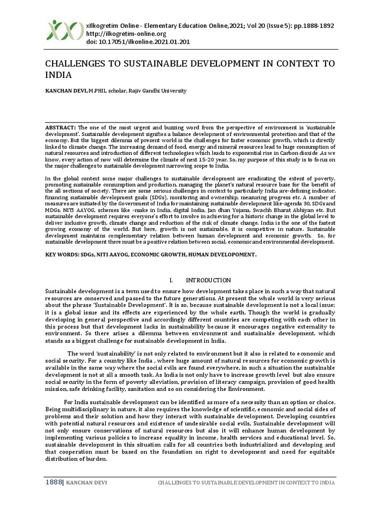Challenges to Sustainable Development in India | PDF | Sustainability ...