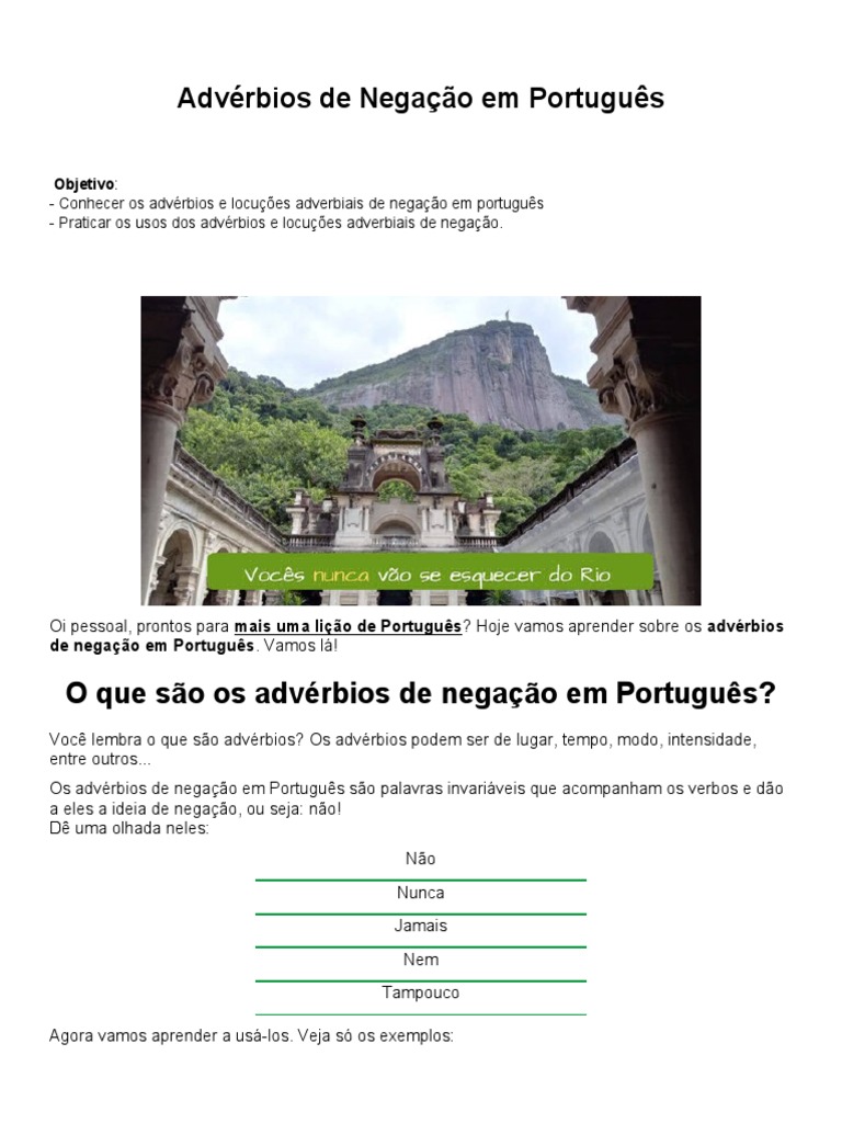 Adverbio de Negação | PDF | Advérbio | Linguística