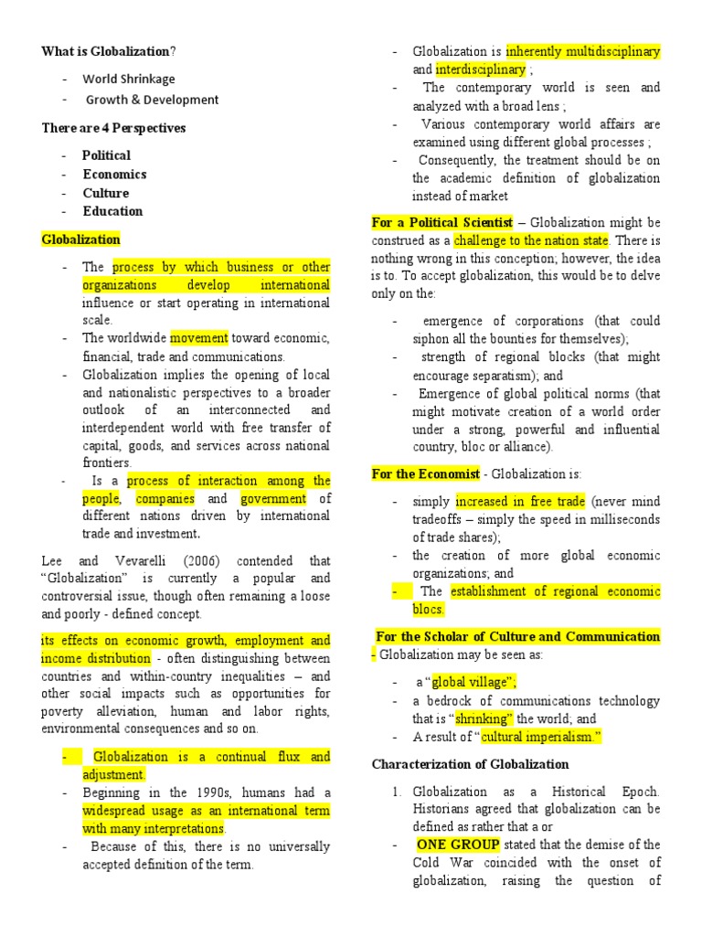 Understanding Globalization Dynamics | PDF | Globalization | World ...