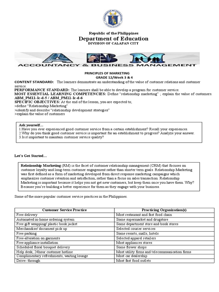 Principles Of Marketing Week 3 4 Pdf Customer Relationship