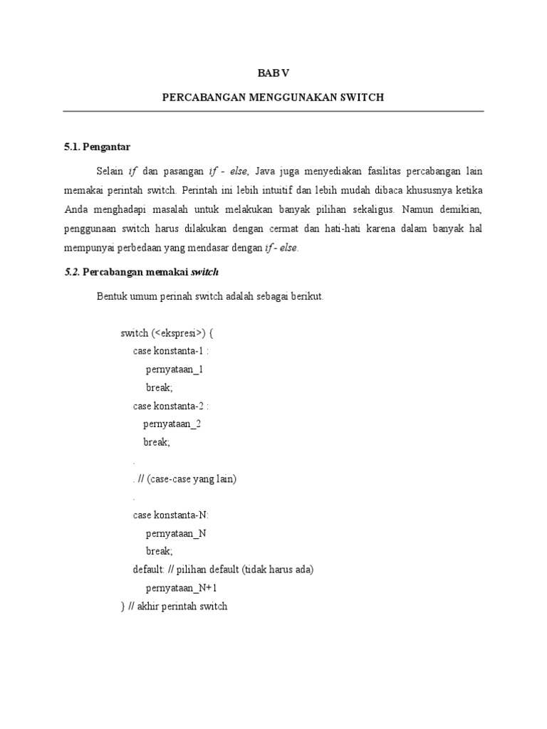 Percabangan Data dengan Switch Case | PDF
