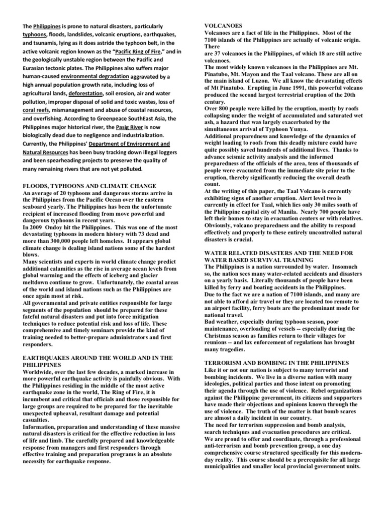 Natural Disasters in the Philippines | PDF | Volcano | Natural Disasters