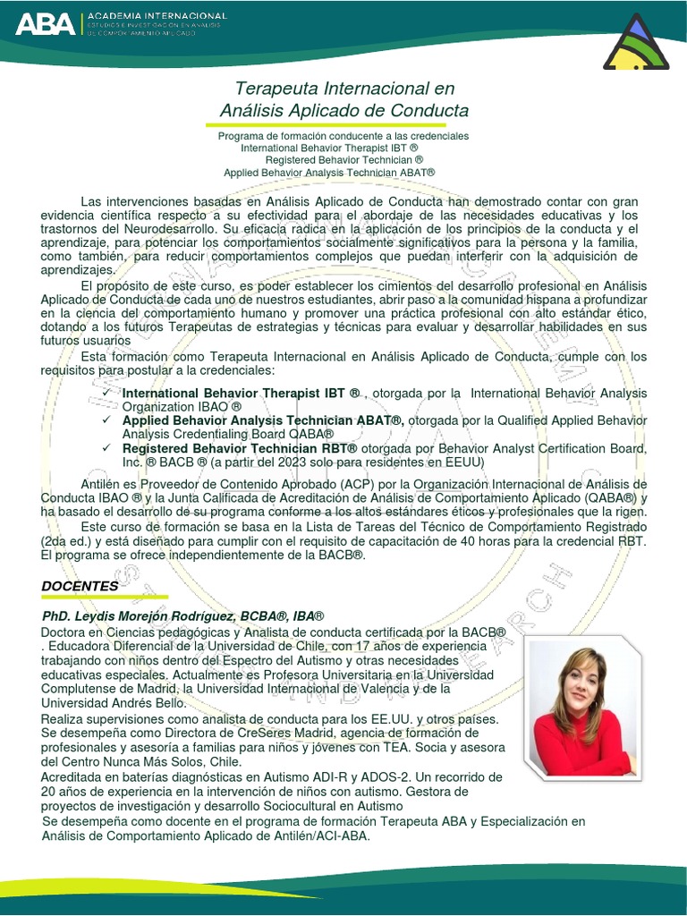 Programa Oficial Terapeuta ABA-Octubre 2022 | PDF | Espectro autista ...