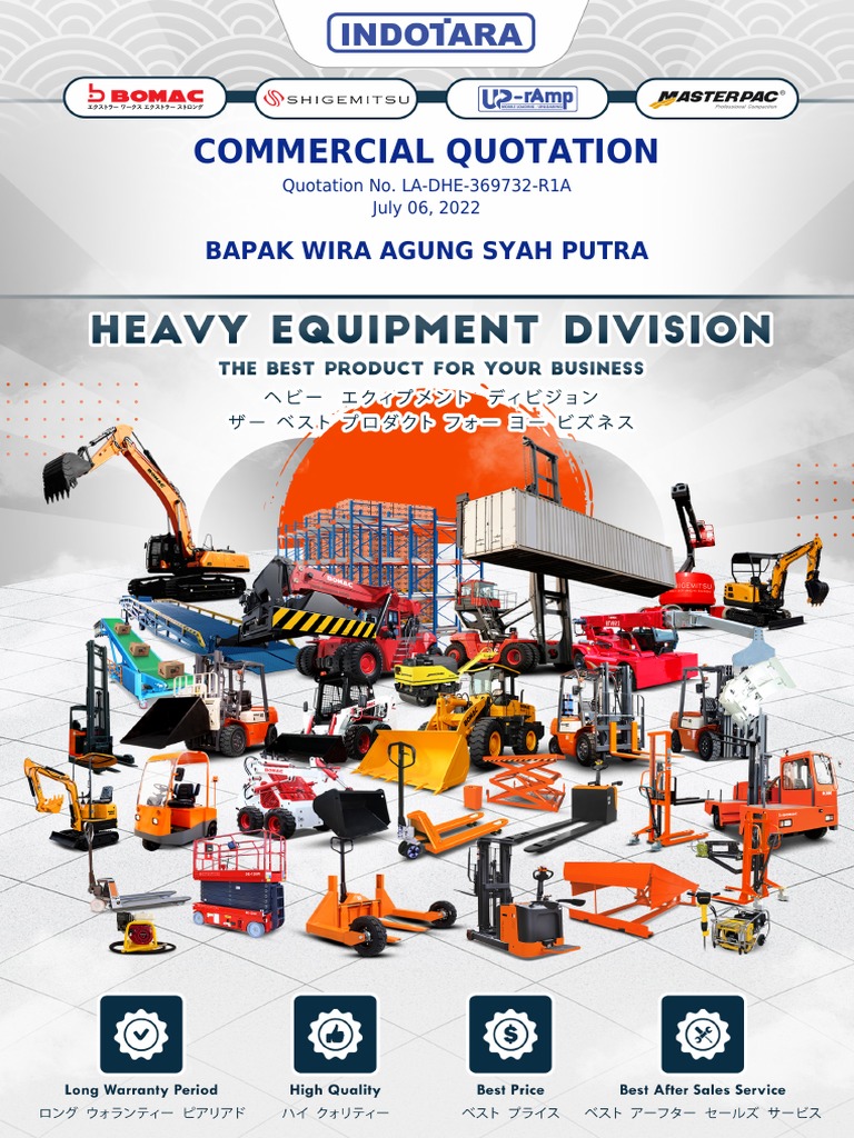 Commercial Quotation for Construction Equipment including Concrete ...
