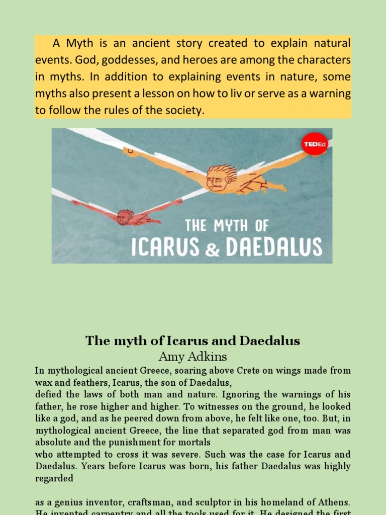 Myth Of Icarus And Daedalus Summary