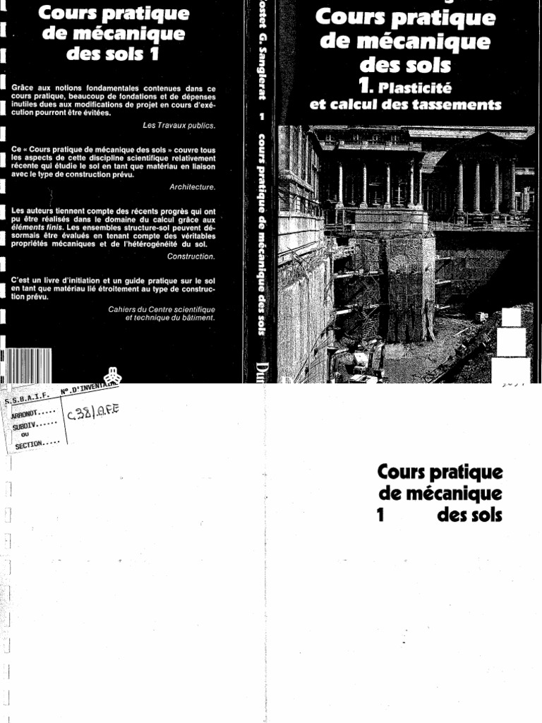 Cours Pratique De Mcanique Des Sols 1 Plasticit Et Calcul Des
