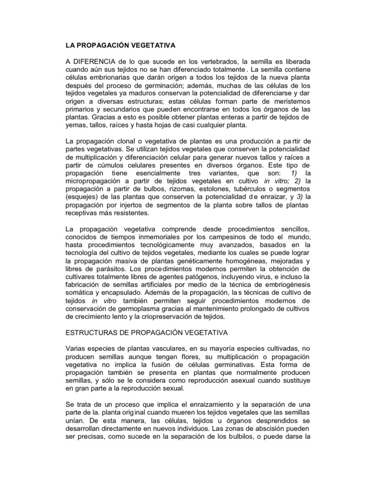 La Propagación Vegetativa | PDF | Injerto | Tallo de la planta