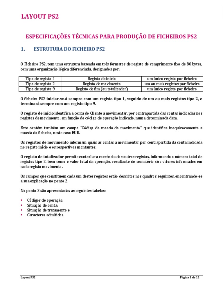 Especificações do Layout PS2 | PDF