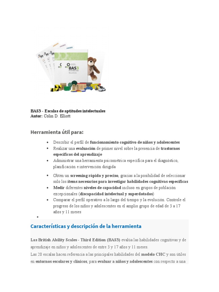 BAS3: Evaluación de Aptitudes Intelectuales | PDF | Desorden ...