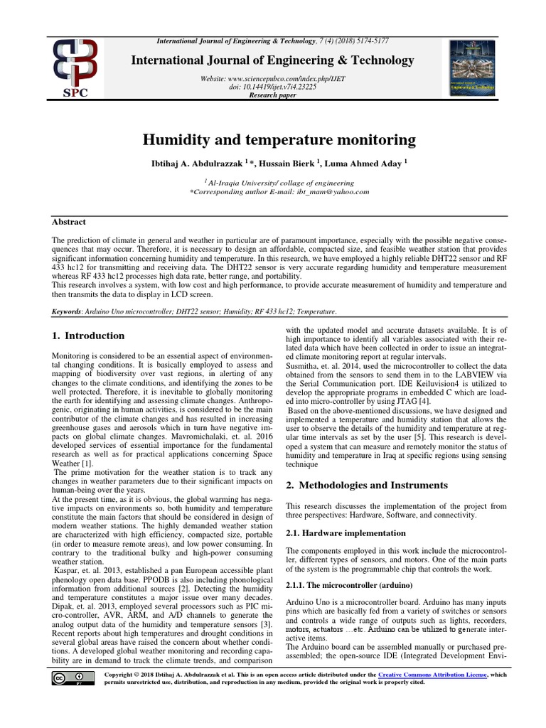 Humididty and Temperatur Monitoring | PDF | Arduino | Climate Change