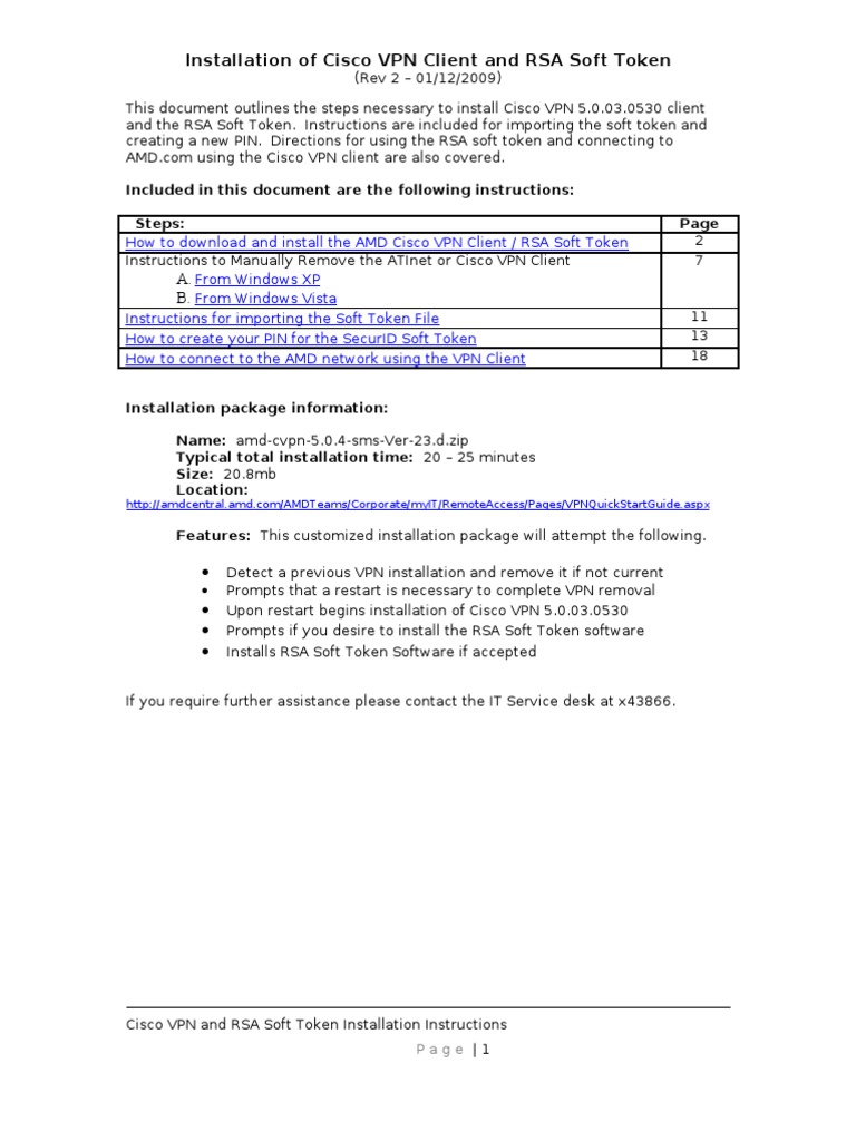 Cisco VPN and RSA Soft Token Setup | PDF | Password | Information ...