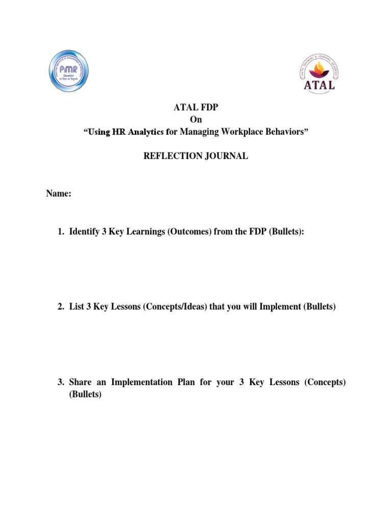 Format For Reflection Journal PDF