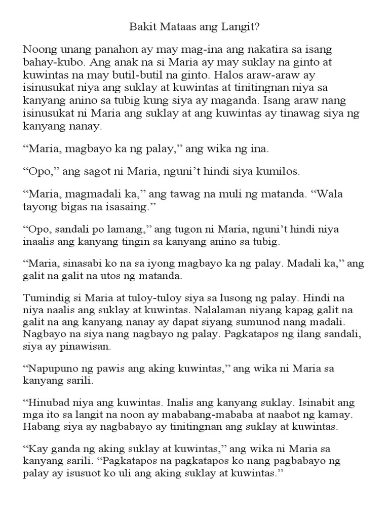 Bakit Mataas Ang Langit | PDF