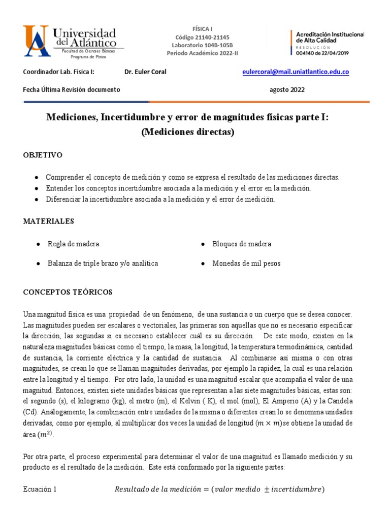 Mediciones y Errores en Física I | PDF | Medición | Incertidumbre